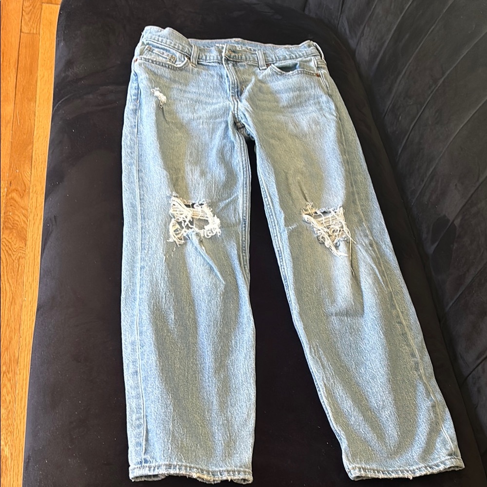 Women's Light Blue Distressed Jeans